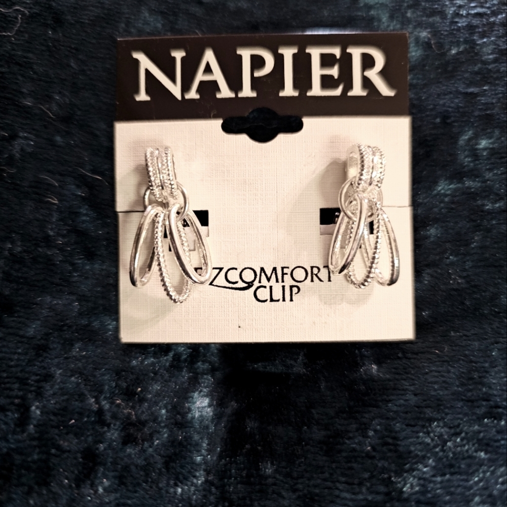 Napier Silver Clip-on Earrings NEW WITH TAGS